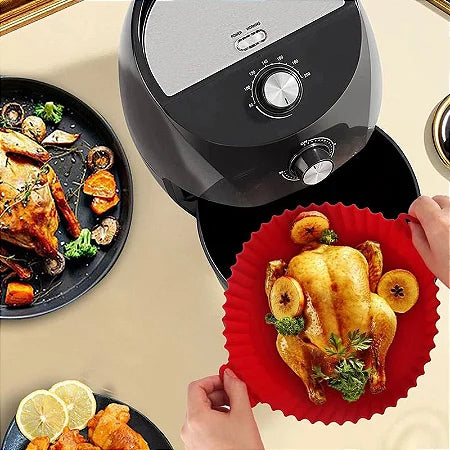 (Leve 2 Pague 1) Forma de Silicone Para Airfryer - Serve para Redonda ou Quadrada - Frete Grátis Hoje!