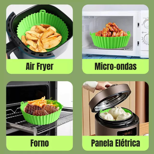 (Leve 2 Pague 1) Forma de Silicone Para Airfryer - Serve para Redonda ou Quadrada - Frete Grátis Hoje!