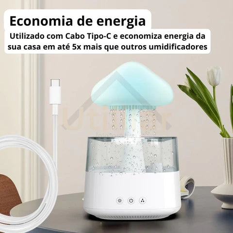 Umidificador Difusor Cogumelo Som de Chuva e Led - CogumiVapor