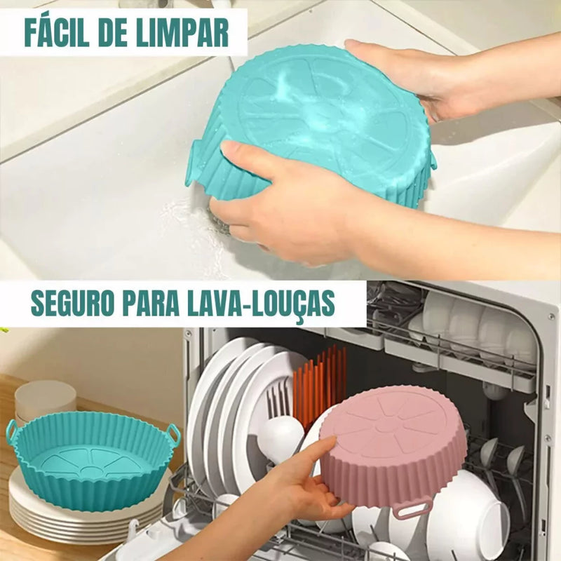 (Leve 2 Pague 1) Forma de Silicone Para Airfryer - Serve para Redonda ou Quadrada - Frete Grátis Hoje!