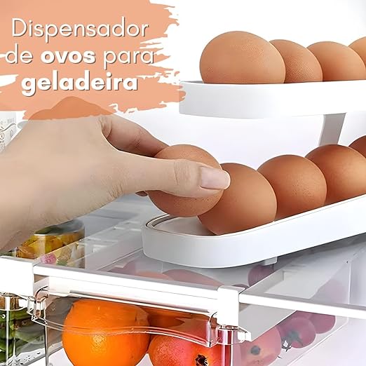 Porta Ovos Geladeira Dispenser Organizador de Ovos Rolante - RollDown