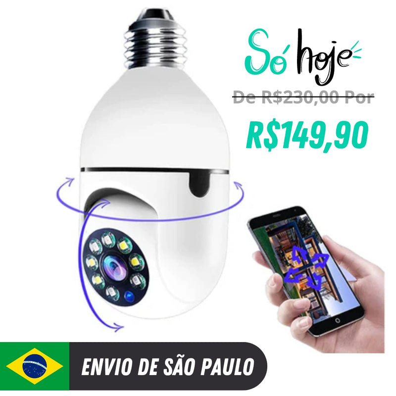 Câmera Lâmpada WI-FI SPY 360 Bivolt UHD Visão Noturna com APP [FRETE GRÁTIS]