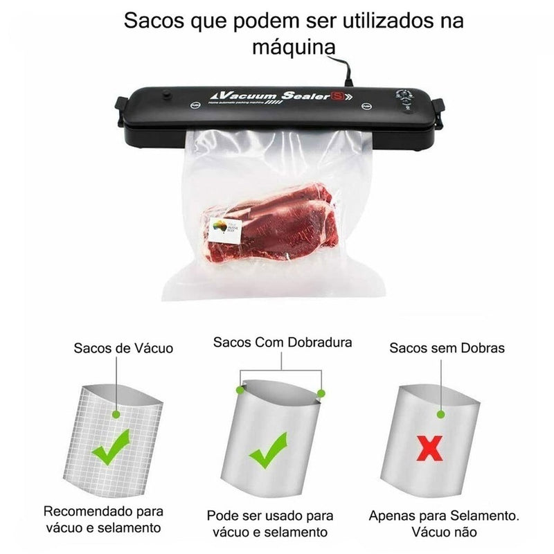 Seladora a Vácuo Portátil Máquina de Embalar Alimentos - Bivolt