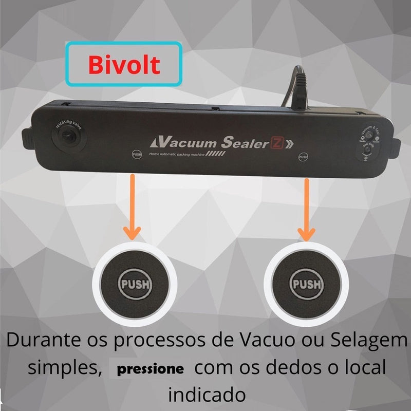 Seladora a Vácuo Portátil Máquina de Embalar Alimentos - Bivolt