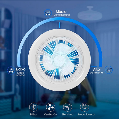 Ventilador de Teto com Luminária - Silenciosa e Moderna com Controle