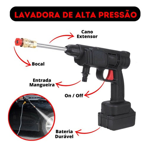 Lavadora de Alta Pressão Portátil + 2 bicos e Adaptador de Sabão [MALETA GRÁTIS]