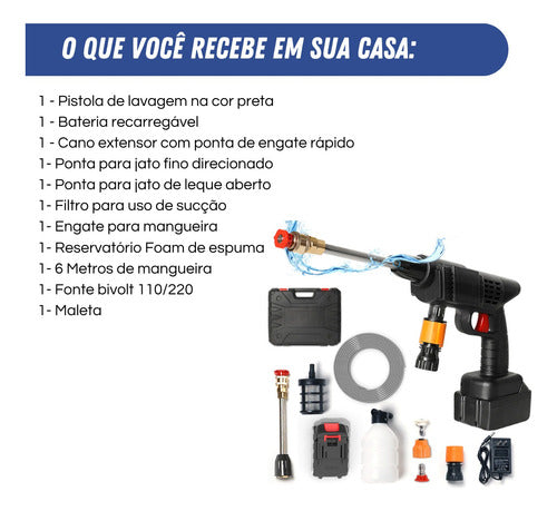 Lavadora de Alta Pressão Portátil + 2 bicos e Adaptador de Sabão [MALETA GRÁTIS]